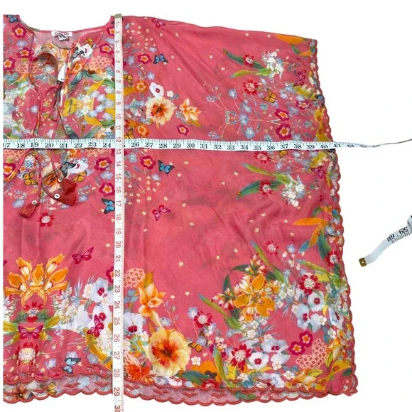 NEW‎ JOHNNY WAS Nephi Silk Floral Butterfly Kimono Tunic Top O/S Pink Oversized - Picture 13 of 13